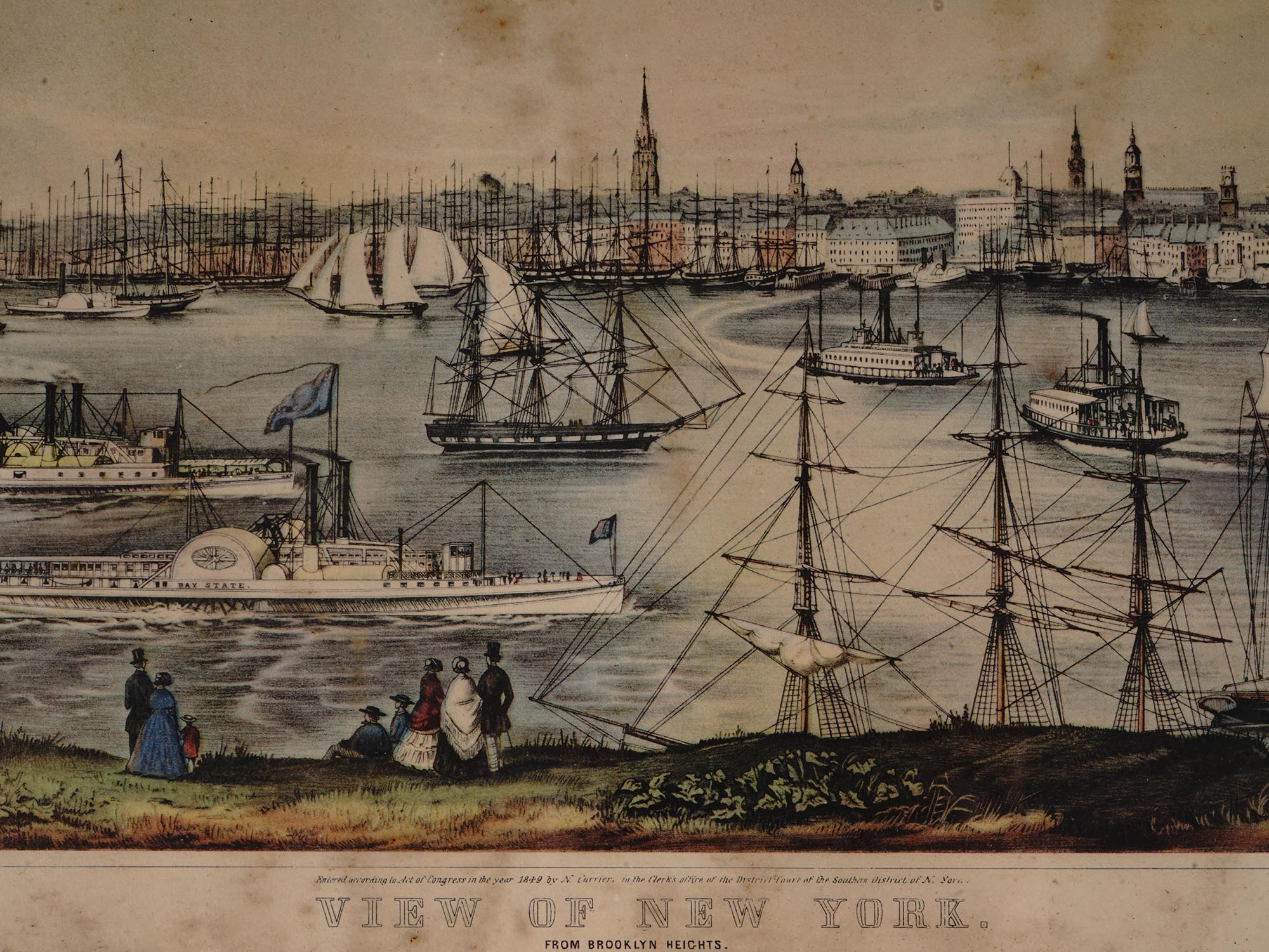 HAND COLOR LITHOGRAPH NEW YORK AFTER FANNY PALMER PIC-2